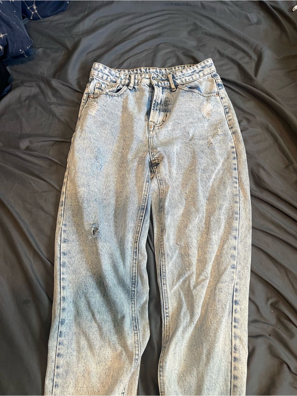 SHEIN Light Blue Distressed Boyfriend Jeans